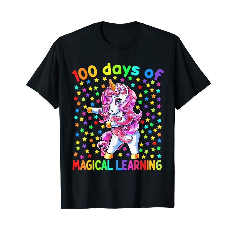 Buy 100 Days Of Magical Learning Flossing Unicorn Teacher Girls T-Shirt - Tees.Design.png