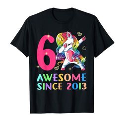 buy 6 years old 6th birthday unicorn dabbing shirt girl party