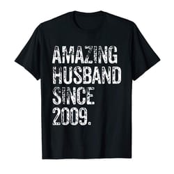buy amazing husband 2009 10 years wedding anniversary shirt