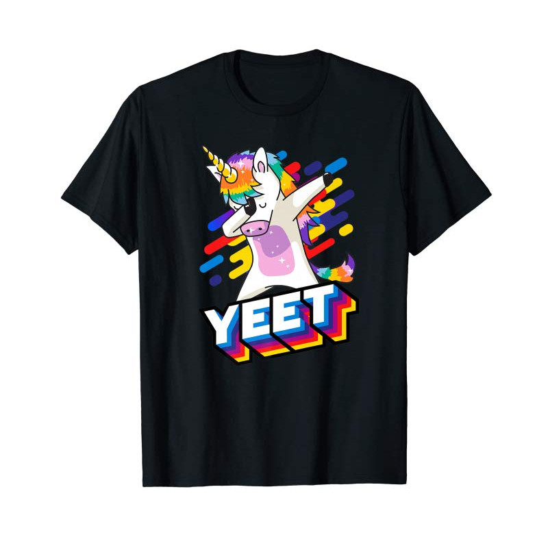 Buy Colorful Dabbing Dancing Unicorn Celebration Yeet Premium T-Shirt - Tees.Design.png