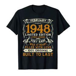 buy february 1948 shirt 72 years old 72nd birthday gifts t-shirt