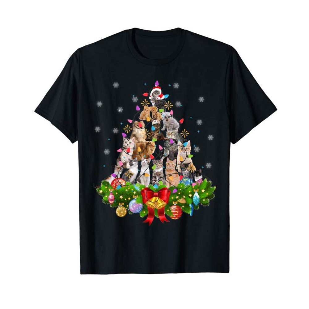 Buy Funny Cat Christmas Tree Xmas Gifts T-Shirt - Tees.Design.png