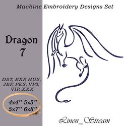 Dragon 7 Machine embroidery design in 8 formats and 4 sizes