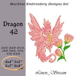 Dragon 42 Machine embroidery design in 8 formats and 4 sizes