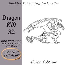 Dragon RW 32 Machine embroidery design in 8 formats and 4 sizes