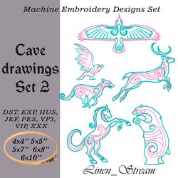 Set Cave drawings Set 2 Machine embroidery design in 8 formats and 5 sizes