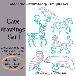 Set Cave drawings 1 Machine embroidery design in 8 formats and 5 sizes