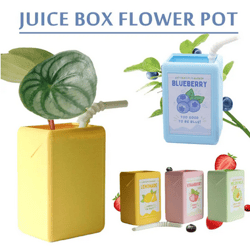 Juice Box Flower Pot Planter Succulent Plant Flower Pot Resin Container With Drain Holes Flowerpot Figure Garden Decor