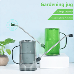 1Set 1000ml Watering Can with Sprinkler Nozzle Long Mouth Transparent Scale Potted Irrigation Plant Watering Pot Garden