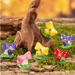 1 Pcs 4 Colors Cute Mini Resin Mushrooms Fairy Garden Ornament Miniature Bonsai Plants Pots Fairy DIY Doll House Decorat