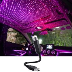 Romantic LED Car Roof Star Night Light Projector Atmosphere Galaxy Lamp USB Decorative Lamp Adjustable Car