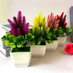1Pc Artificial Flower Grass Potted Artificial Plants Bonsai Plastic Fake Flowers Ornaments Home Garden Wedding Living Ro