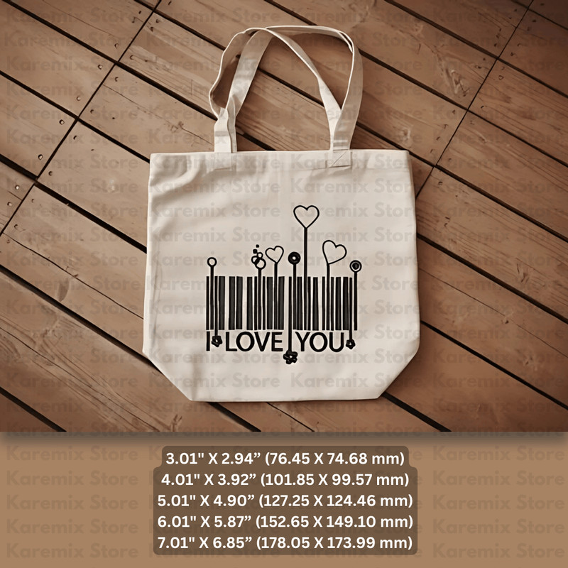 I Love You BarCodeEmbroidery Designlove You Design 5