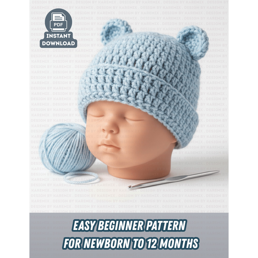 CROCHET PATTERN  Baby Hat Beanie Pattern Beginner Friendly PDF Newborn To 12 Months 3