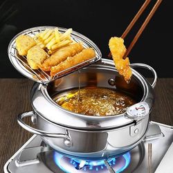 tempura stainless steel deep fryer pot with temperature control