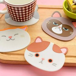cat shaped tea coaster cup mat