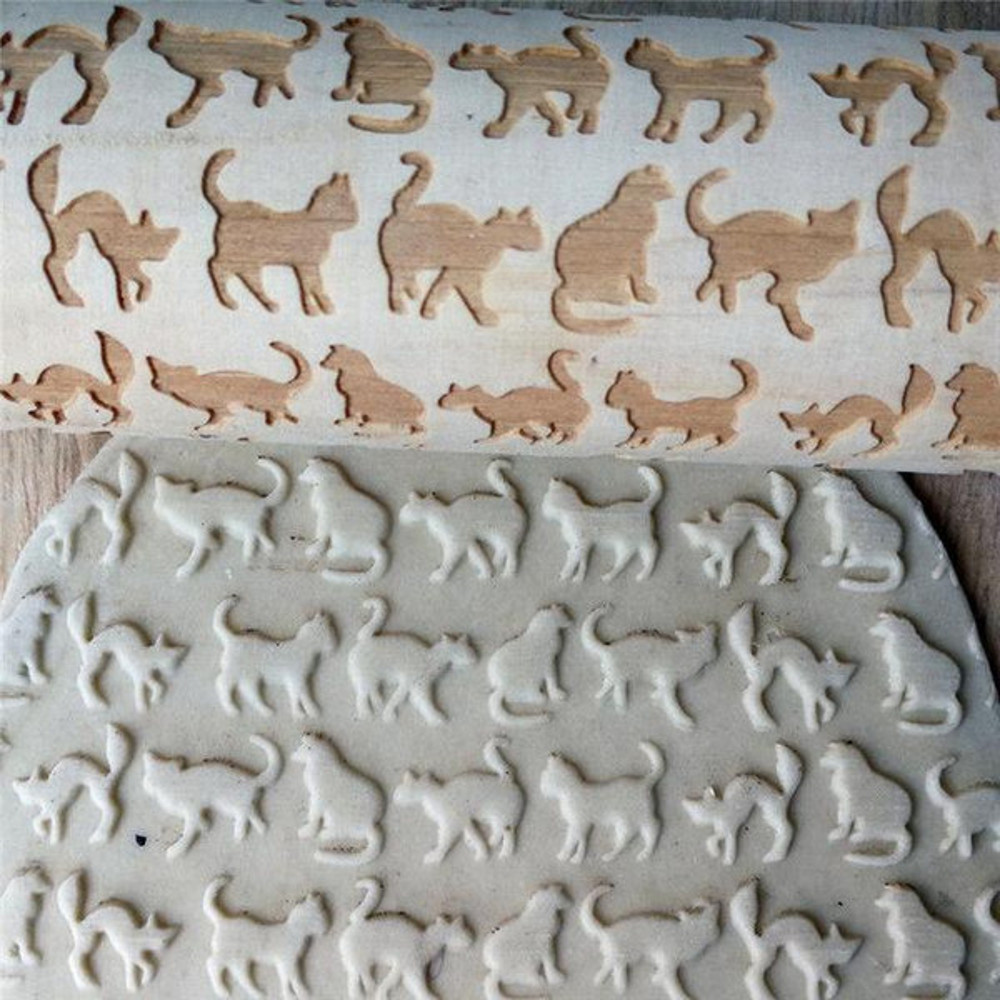 Pet Lover 3D Rolling Pin cat pattern