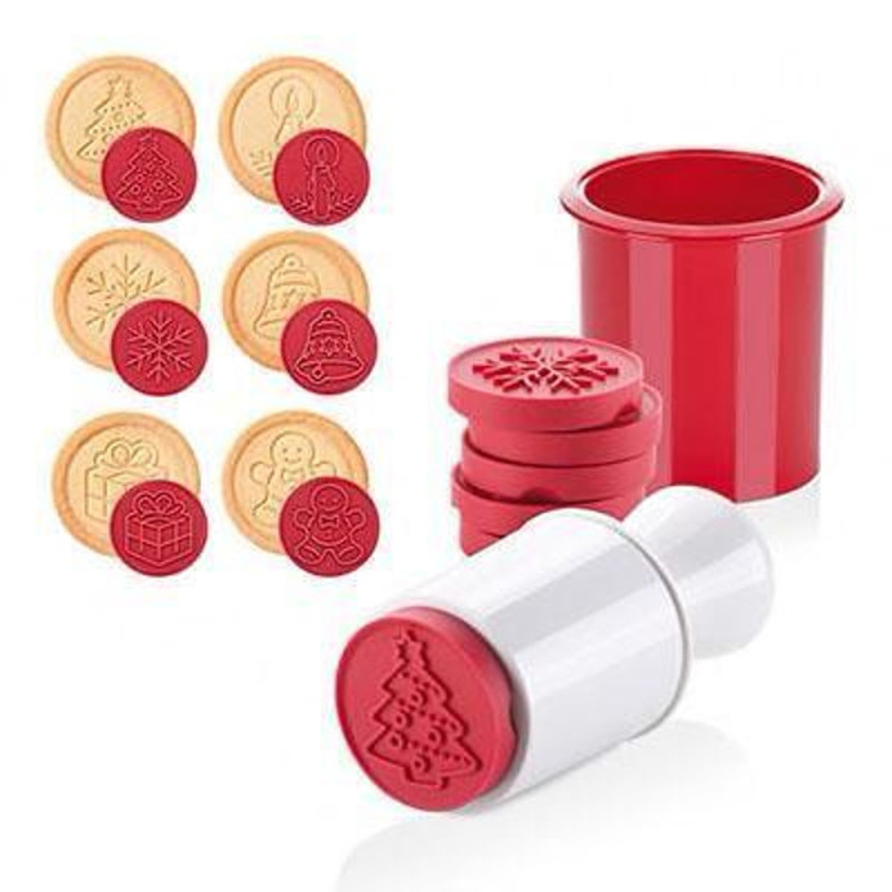 Christmas Cookie Cutter & Stamper Mold Red