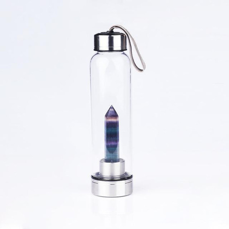 water bottles with crystals