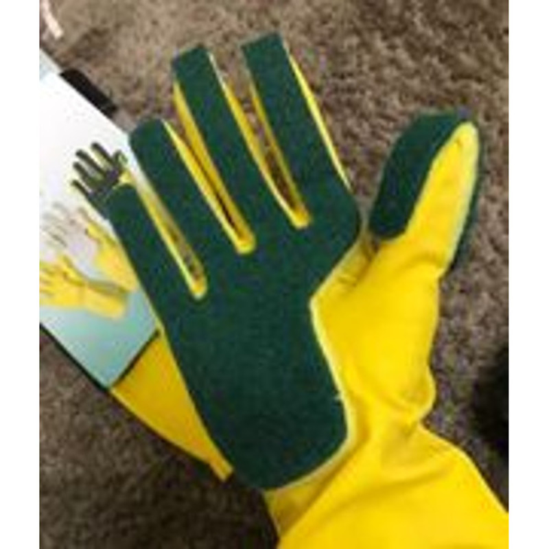 gloves with sponges on them