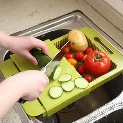 cut & drain chopping board - drainboard kitchen prep with strainer | perfect gift for home chefs