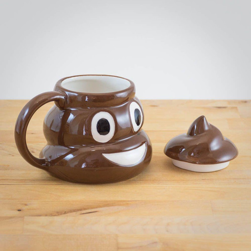 Funny Poop Emoji Mug with Handgrip & Swirly Lid 1