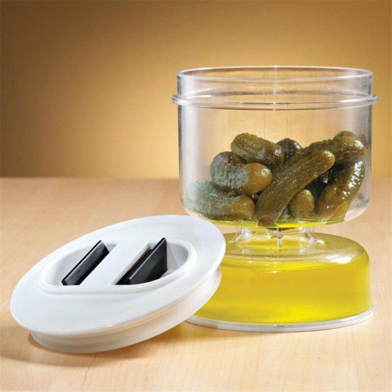 Pickle and Olives Jar Container with Strainer 1
