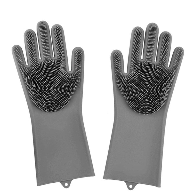 Revolutionary BPA-Free Magic Dishwashing Gloves – Ultra-Soft, Highly Flexible Silicone, Protects Skin During Cleaning grey