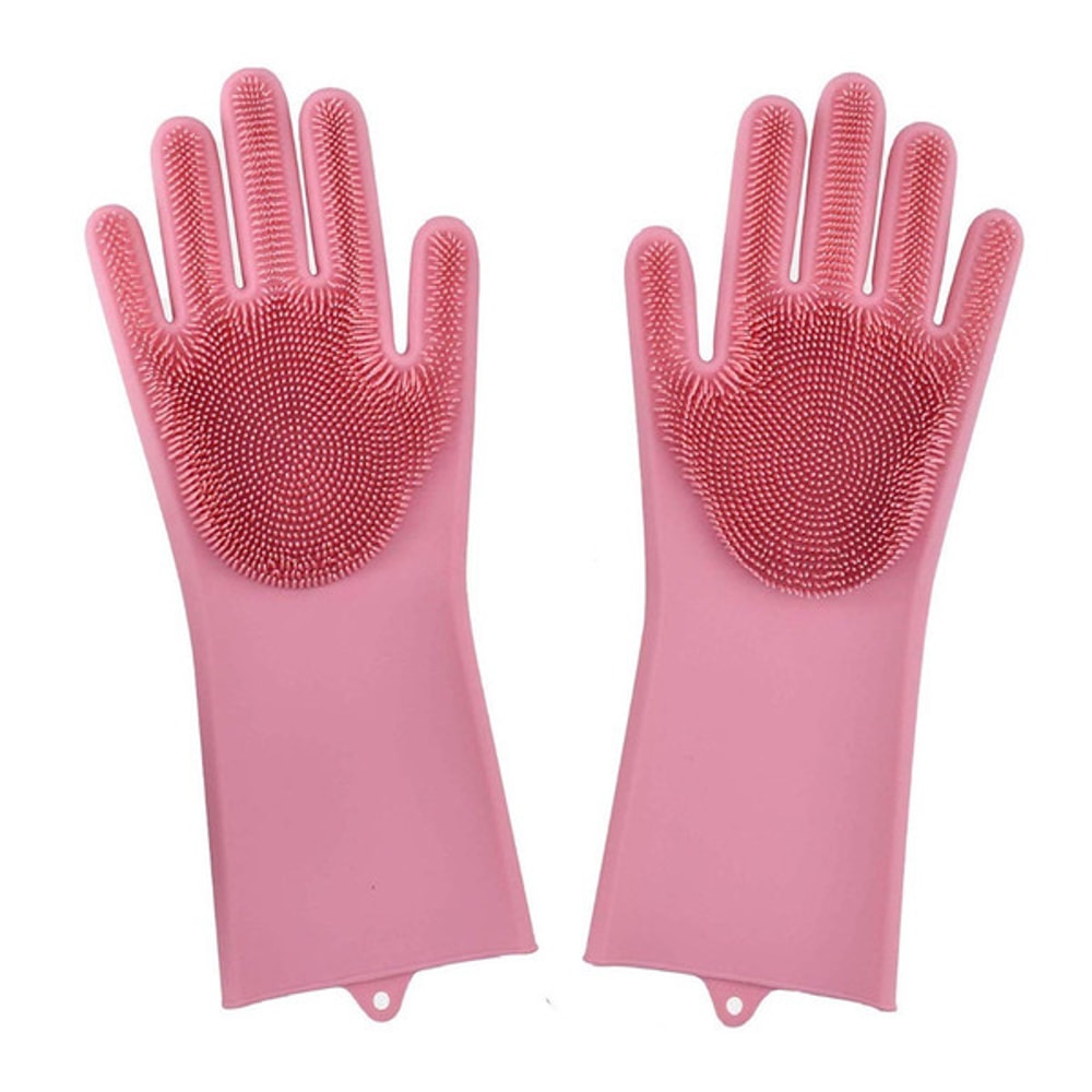 Revolutionary BPA-Free Magic Dishwashing Gloves – Ultra-Soft, Highly Flexible Silicone, Protects Skin During Cleaning pink