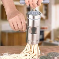 multifunctional stainless steel manual pasta & juice maker with 5 molds