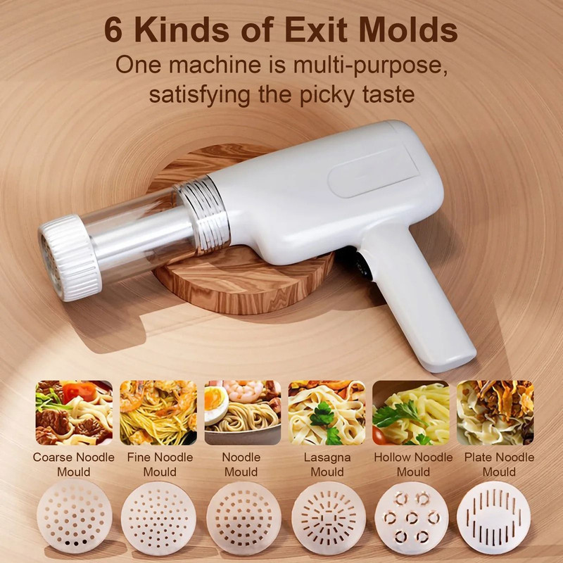 Rechargeable Electric Pasta Maker  Portable Noodle Machine With 6 Molds 3