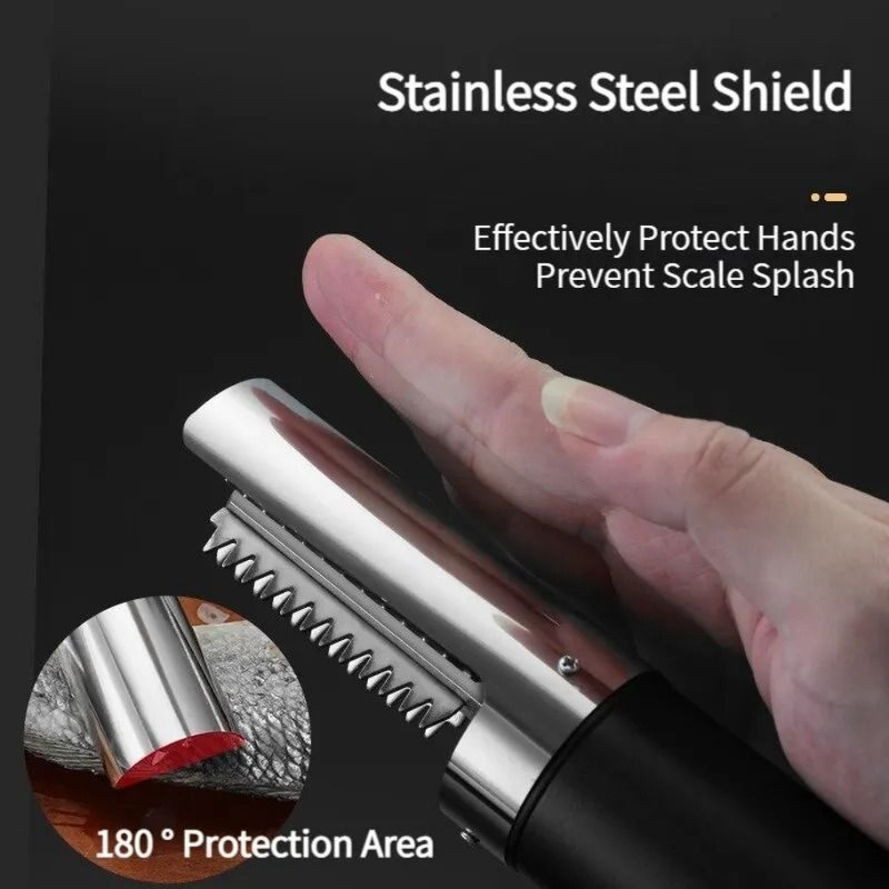 Cordless Electric Fish Scaler  Fast Safe Seafood Cleaner Brush With Stainless Steel Roller 7