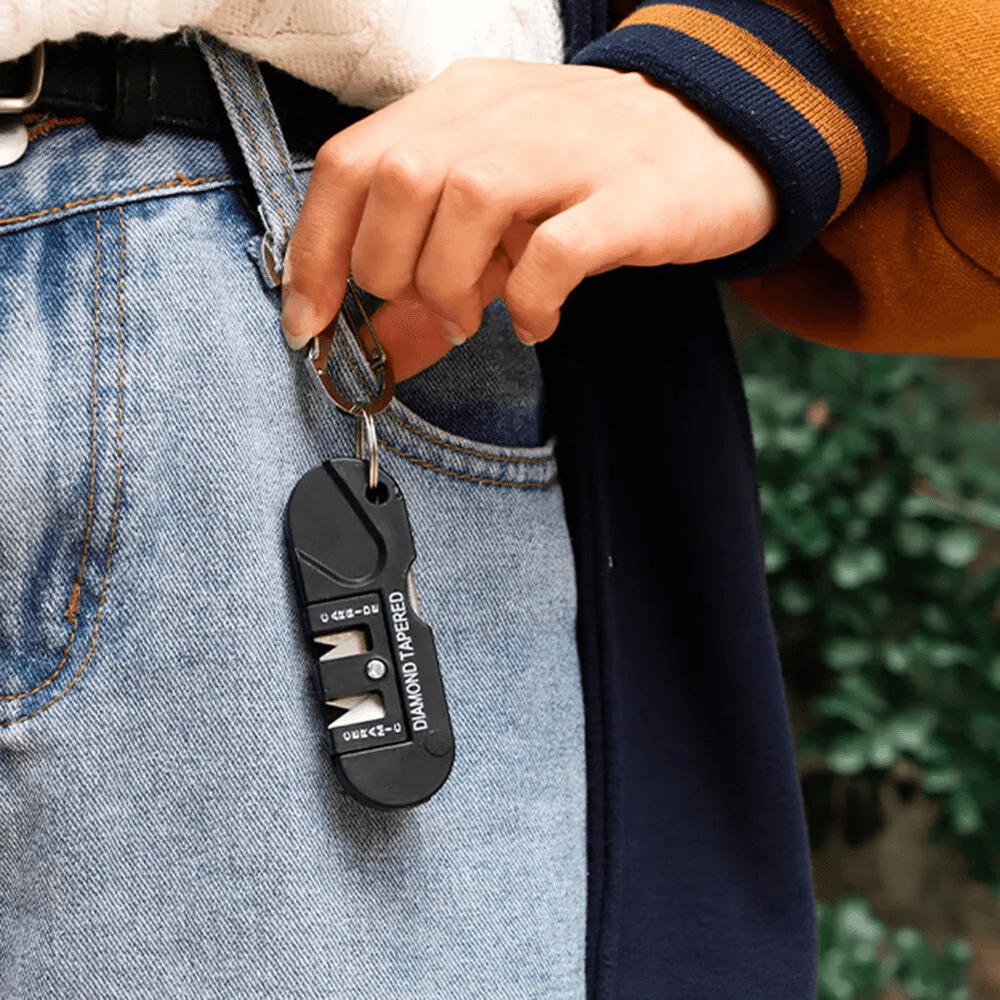 4in1 Portable Knife Sharpener Tungsten Ceramic Carbide Keychain Tool For Outdoor Use 0