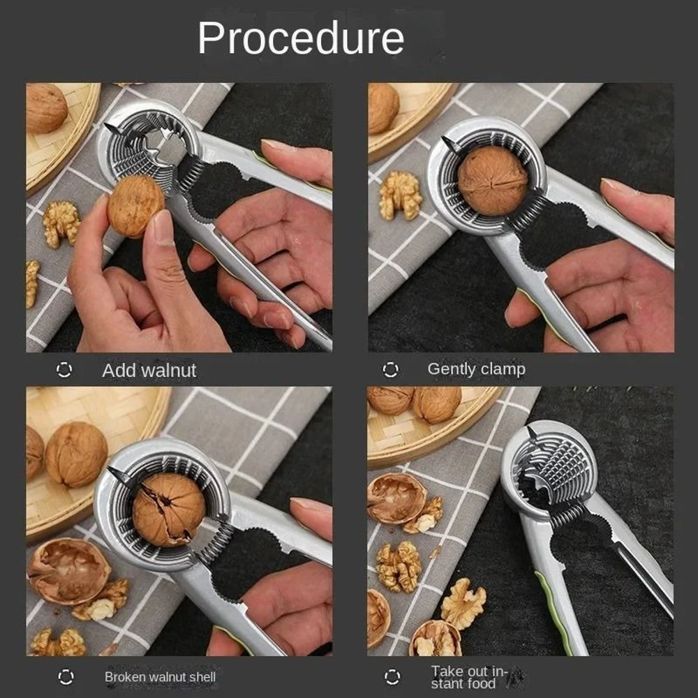 Durable Zinc Alloy Nut Cracker Multifunctional Walnut Opener 6