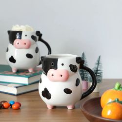 585ml creative cow ceramic mug – cartoon design coffee cup for milk and tea lovers