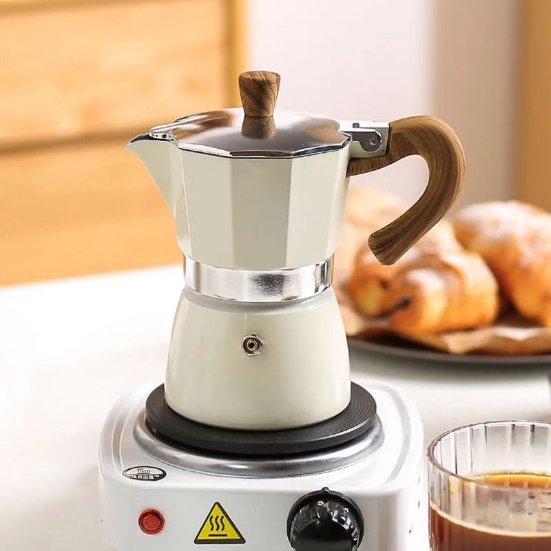 Portable Moka Pot with Wooden Handle