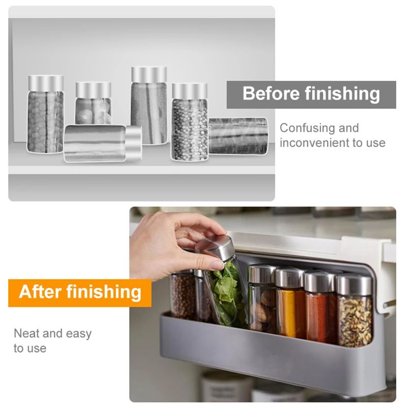Kitchen Spice Rack SelfAdhesive WallMounted UnderShelf Organizer For Seasoning Bottles 3