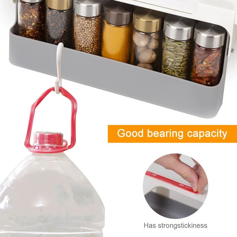 Kitchen Spice Rack SelfAdhesive WallMounted UnderShelf Organizer For Seasoning Bottles 4