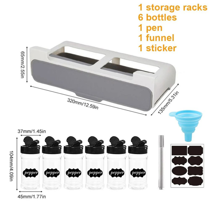 Kitchen Spice Rack SelfAdhesive WallMounted UnderShelf Organizer For Seasoning Bottles 6