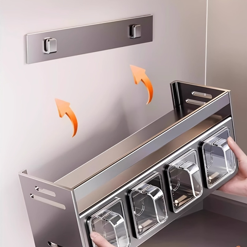 Stylish Kitchen Seasoning Rack WallMounted Kitchen Spice Rack Set Suitable For Home Use 3