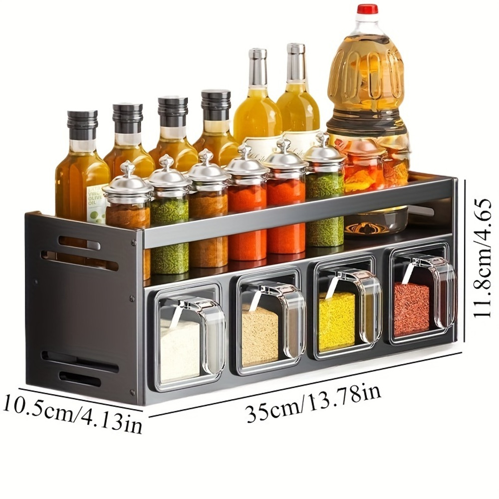 Stylish Kitchen Seasoning Rack WallMounted Kitchen Spice Rack Set Suitable For Home Use 5