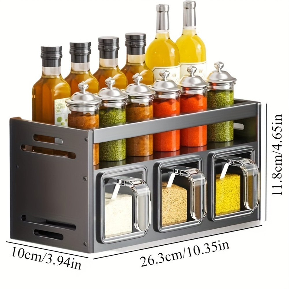 Stylish Kitchen Seasoning Rack WallMounted Kitchen Spice Rack Set Suitable For Home Use 6
