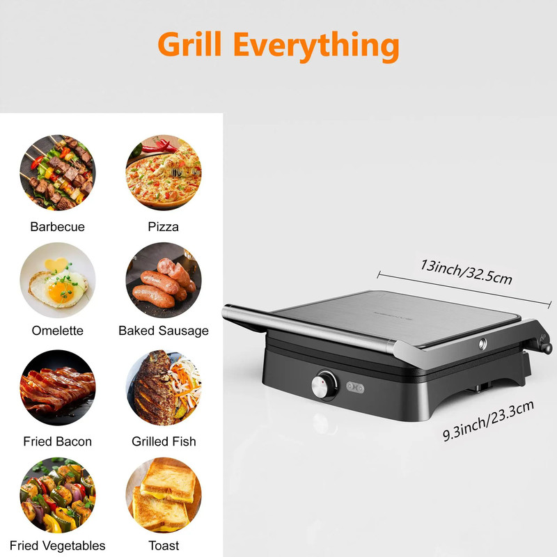 Panini Press Grill Indoor Sandwich Maker With Temperature Setting 4 Slice NonStick Grill 180 Openin 3