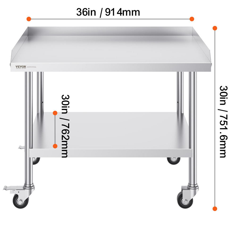 VEVOR Stainless Steel Work Table Commercial Food Prep Worktable W 4 Wheels Heavy Duty Prep Worktabl 8