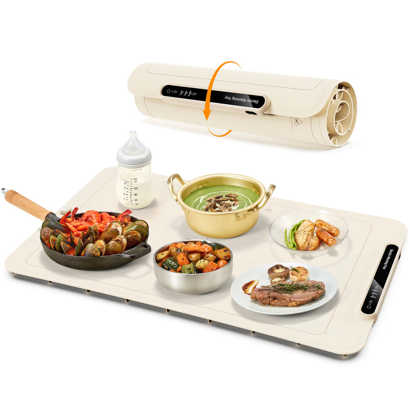 Electric Warming Tray, Foldable Food Warming Mat with 3 Temperature Settings, Auto Shut-Off Food Warmer for Buffet