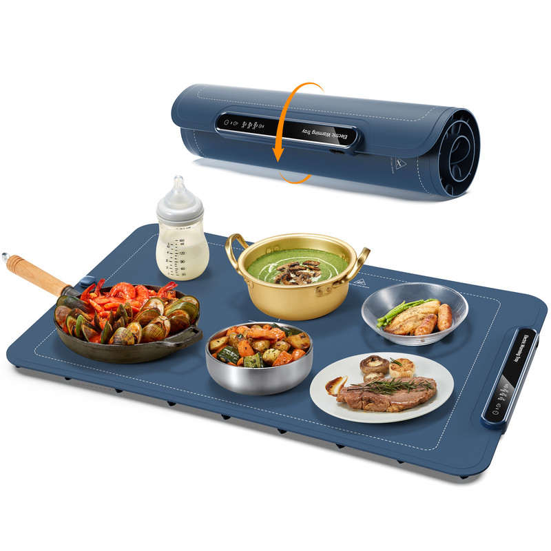 Electric Warming Tray, Foldable Food Warming Mat with 3 Temperature Settings, Auto Shut-Off Food Warmer for Buffet