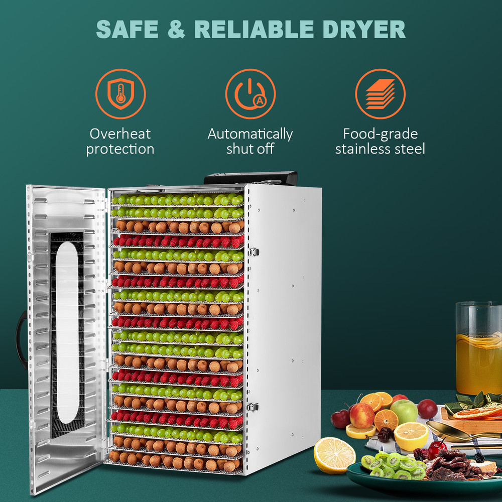 Commercial Stainless Steel Food Dehydrator 20 Trays Adjustable Timer Jerky Fruit Dryer For Meat Be 0