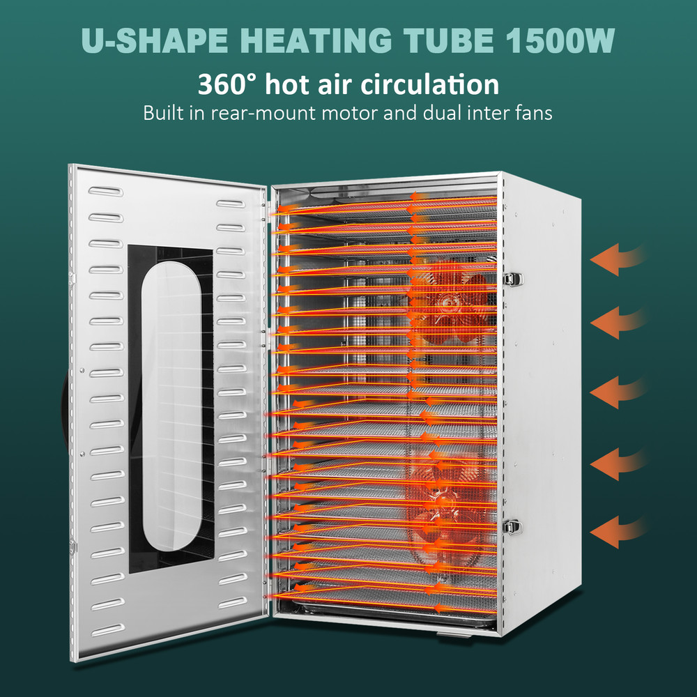 Commercial Stainless Steel Food Dehydrator 20 Trays Adjustable Timer Jerky Fruit Dryer For Meat Be 1