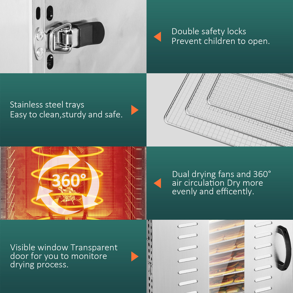 Commercial Stainless Steel Food Dehydrator 20 Trays Adjustable Timer Jerky Fruit Dryer For Meat Be 4