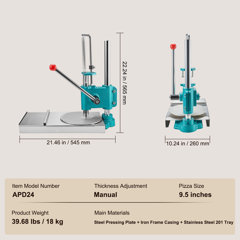 Manual Pizza Dough Press Machine , Stainless Steel Household Pizza Pastry Maker